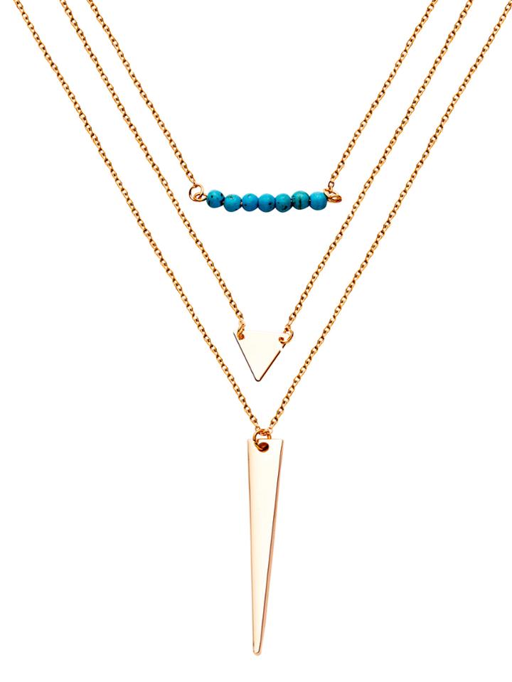 Romwe Gold Plated Charm Pendant Layered Necklace