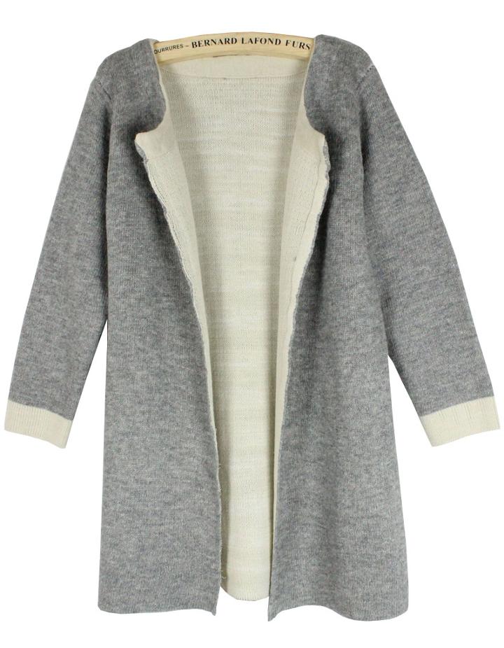 Romwe Plain Loose Knit Grey Cardigan