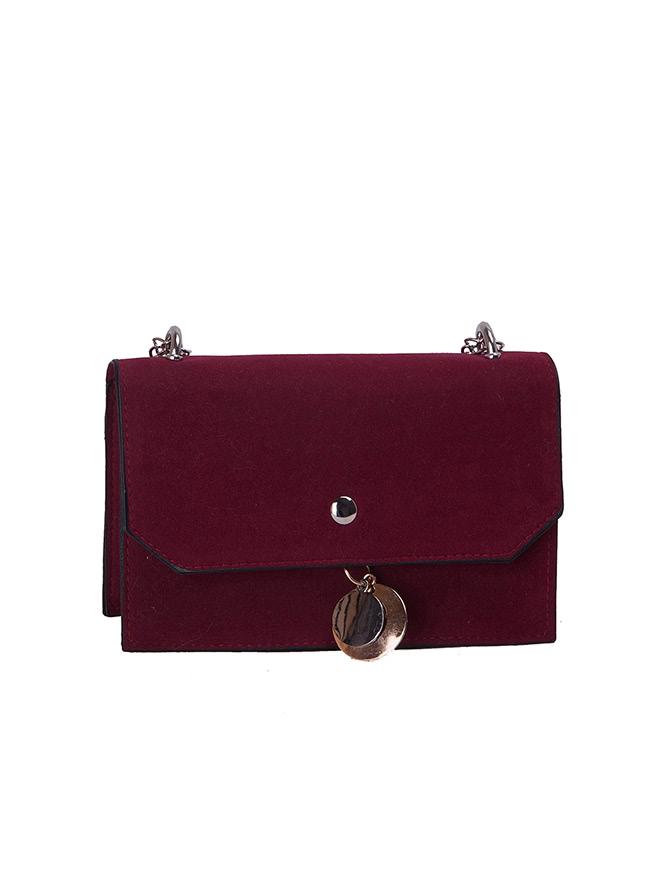 Romwe Round Metal Charm Flap Chain Bag