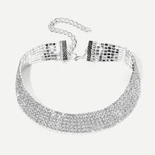 Romwe Wide Rhinestone Choker