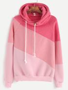 Romwe Color Block Cut And Sew Hoodie