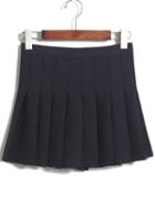 Romwe Pleated Mini Navy Skirt