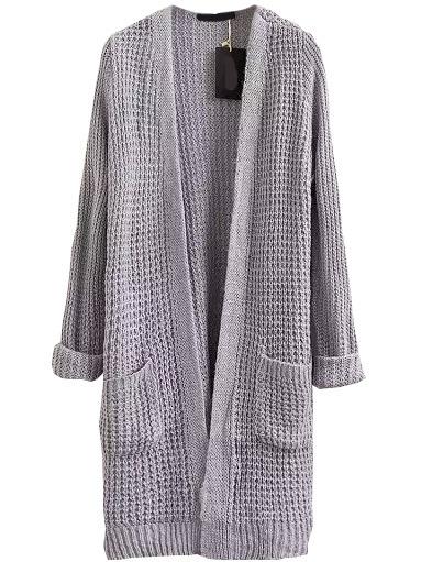 Romwe With Pockets Long Purple Cardigan