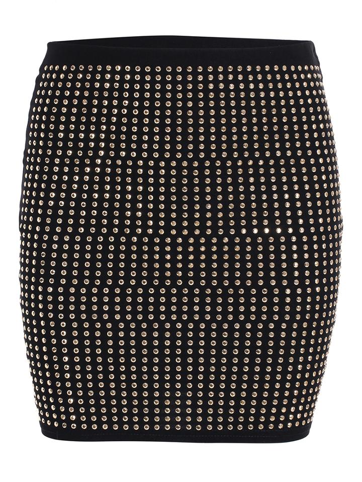 Romwe With Bead Bodycon Skirt