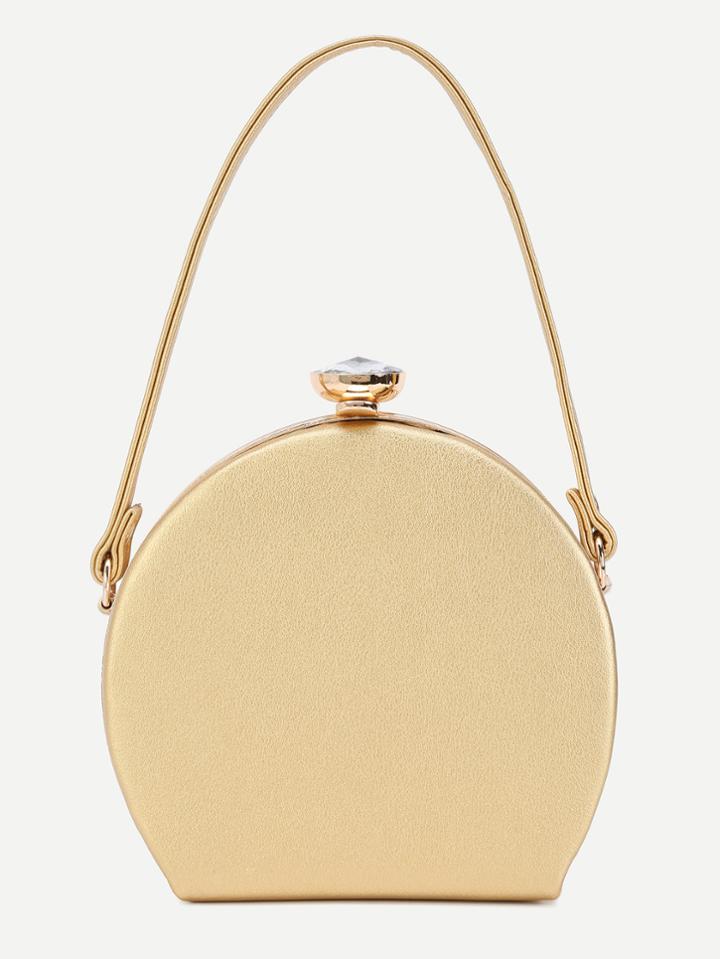 Romwe Golden Pu Perfume Bottle Evening Bag
