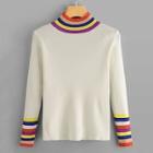 Romwe Striped Panel High Neck Jumper