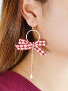 Romwe Red Bowknot Shape Long Chain Dangle Earrings