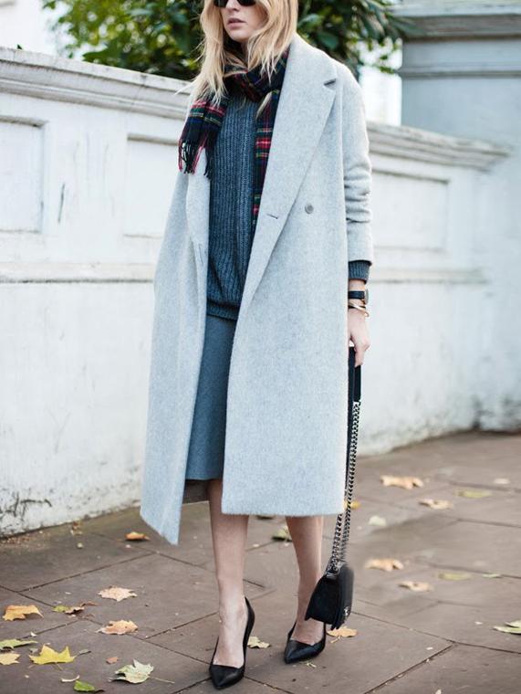 Romwe Pale Blue Long Oversized Boyfriend Coat
