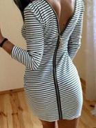 Romwe Striped V Cut Out Bodycon Dress With Zipper