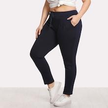 Romwe Plus Solid Color Drawstring Pants