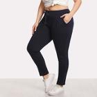 Romwe Plus Solid Color Drawstring Pants