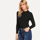 Romwe Round Neck Solid Sweater