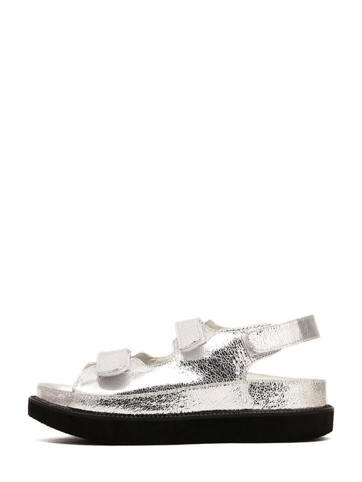 Romwe Silver Open Toe Ankle Strap Sandals