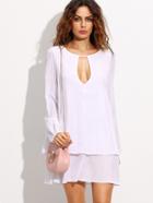 Romwe White Cut Out Front Layered Shift Dress