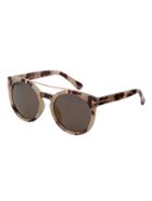 Romwe Brown Frame Top Bar Oversized Round Sunglasses