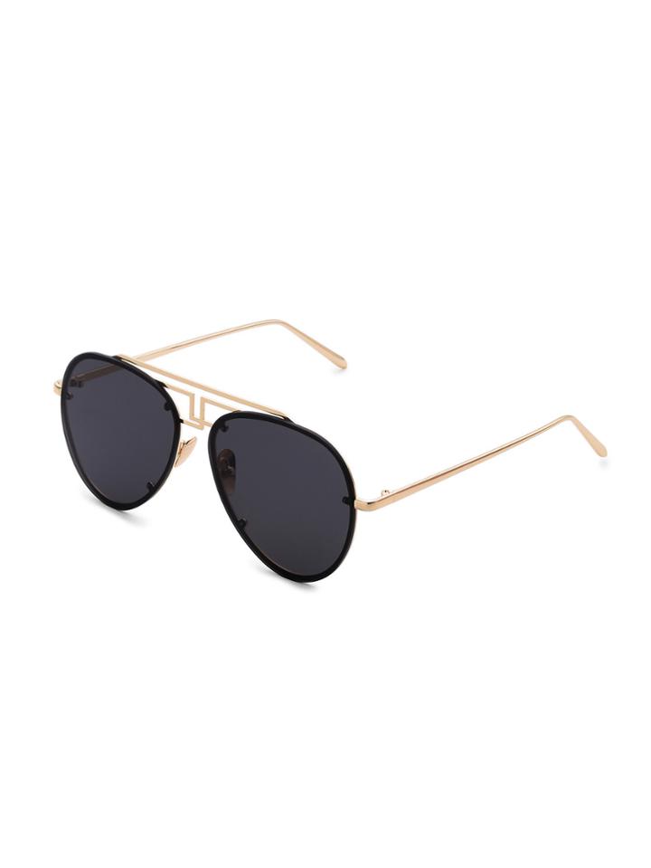 Romwe Asymmetrical Top Bar Rimless Aviator Sunglasses