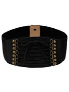 Romwe Lace-up Front Black Wide Elastic Belt