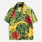 Romwe Guys Floral Print Single-breasted Shirt