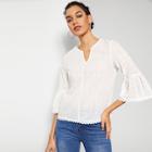 Romwe Cutout Bell Sleeve Solid Top