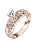 Romwe Rose Gold Diamond Ring Sets With White Zircon Crystal