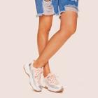 Romwe Lace-up Front Iridescent Sneakers