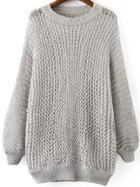 Romwe Hollow Dolman Grey Sweater