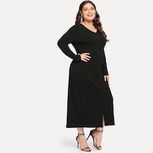 Romwe Plus Solid Single-breasted Dress