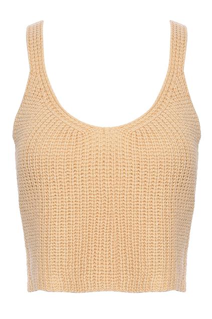Romwe V-neck Apricot Camisole Knitted Crop