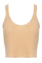 Romwe V-neck Apricot Camisole Knitted Crop
