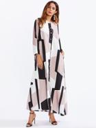 Romwe Color Block Shirt Dress