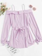 Romwe Bow Tie Cold Shoulder Cami Dress