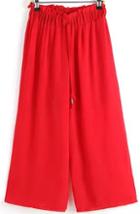Romwe Drawstring Wide Leg Red Pant