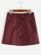 Romwe Red Button Up A Line Skirt