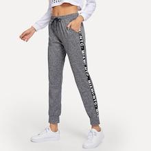 Romwe Letter Side Drawstring Sweatpants