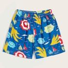 Romwe Guys Beach Print Elastic Waist Bermuda Shorts
