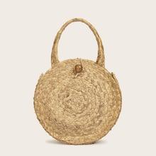 Romwe Round Woven Tote Bag