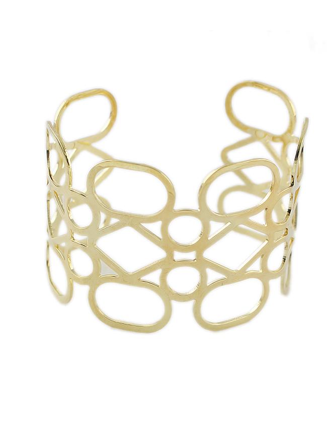 Romwe Latest Design Gold Plated Adjustable Hollow Out Cuff Bracelet