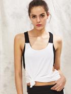 Romwe Active Racer Back 2 In 1 Sports Tank Top