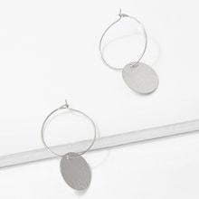 Romwe Disc Decorated Hoop Earrings
