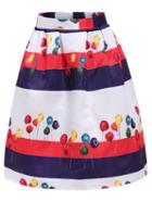 Romwe With Zipper Balloon Print Flare Skirt