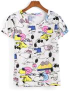 Romwe Snoopy Print White T-shirt