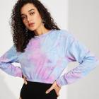 Romwe Tie Dye Elastic Waist Crop Pullover