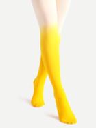 Romwe Shiny Yellow Ombre Watercolor Pantyhose Stockings