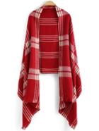 Romwe Plaid Red Scarf