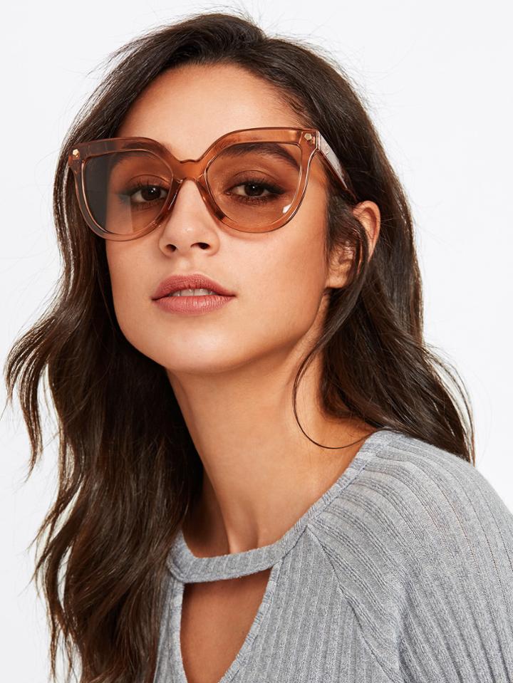 Romwe Oversized Tinted Lens Sunglasses
