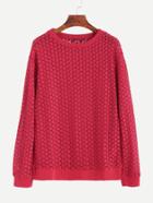 Romwe Burgundy Round Neck Sweatshirt