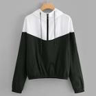 Romwe Color Block Zip Front Hoodie
