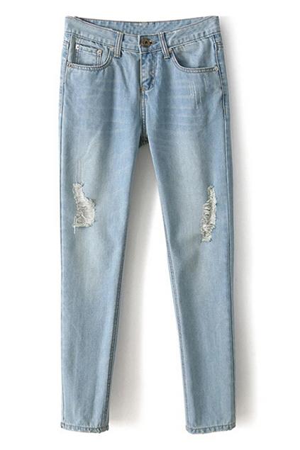Romwe Romwe Ripped Causual Denim Pants