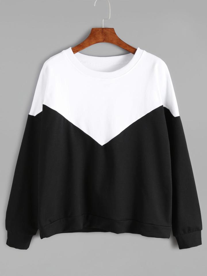 Romwe Color Block Drop Shoulder Sweatshirt