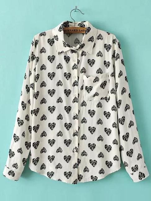 Romwe Heater Print Pocket Blouse